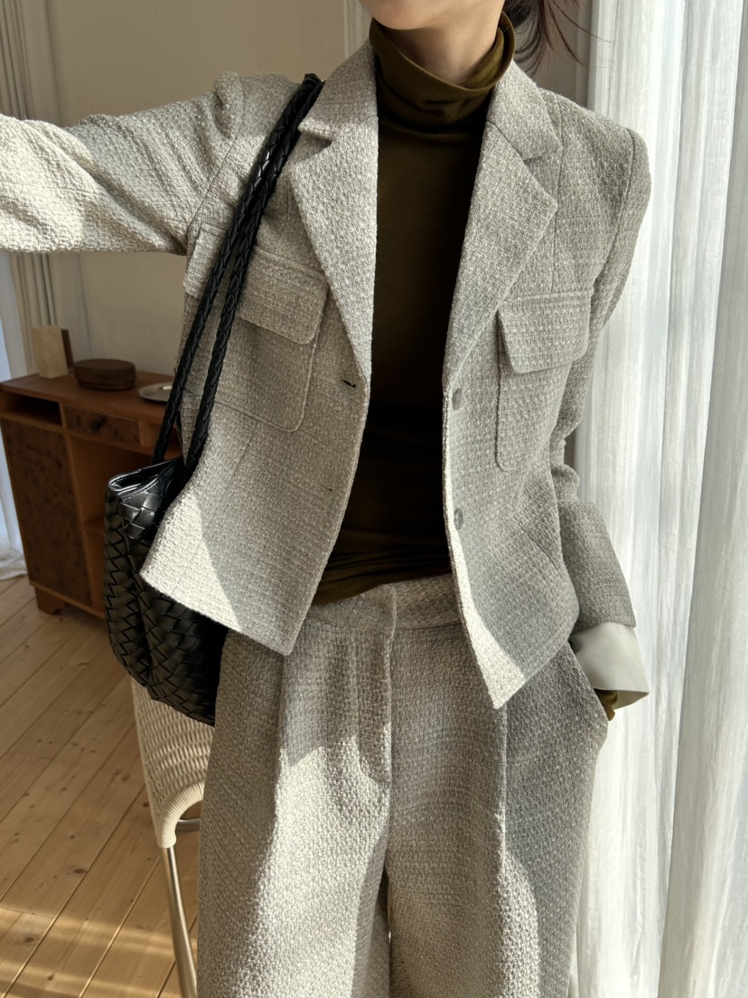 ME MO東大門㊣代購女裝新品熱賣職業時尚25秋冬夾克粗花呢ME MO夾克圖色3