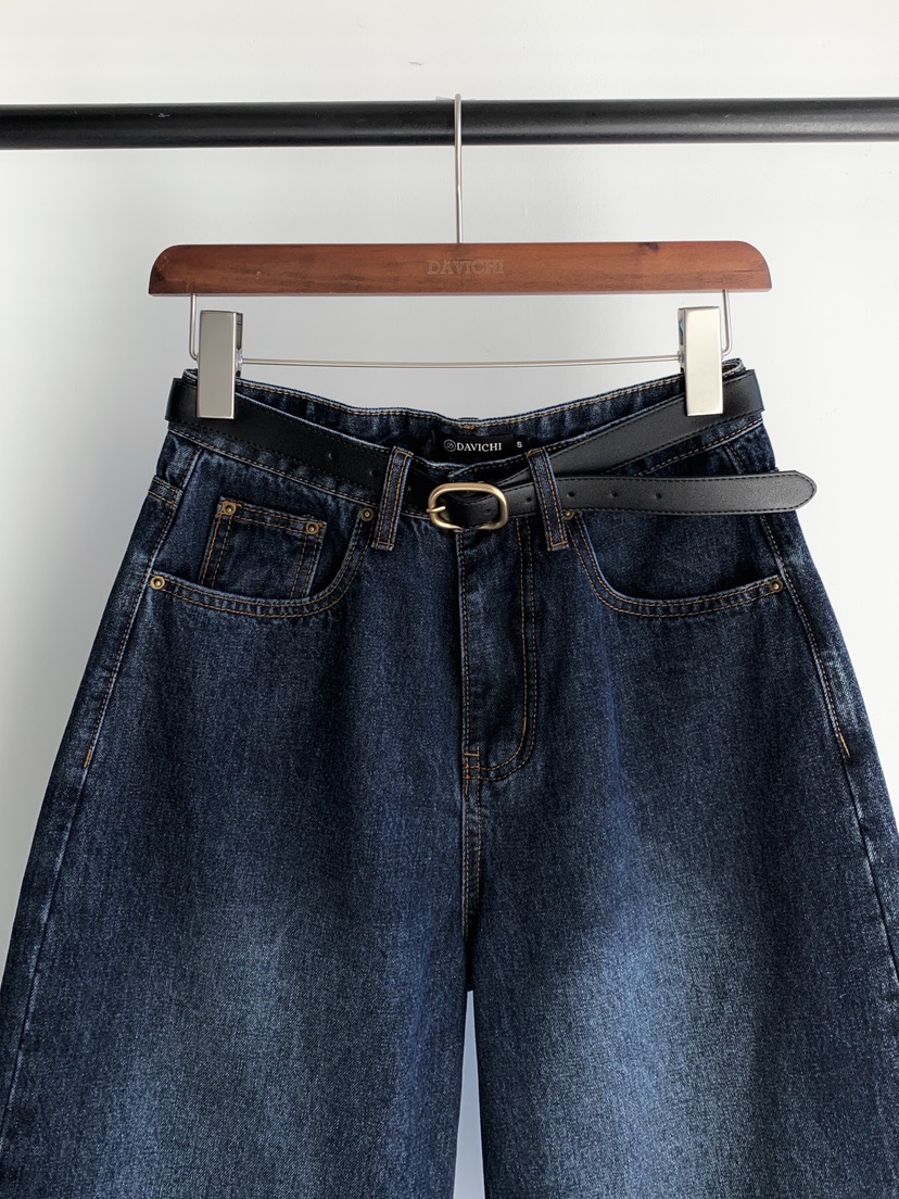 DAVICHI東大門㊣代購女裝新品25秋冬休閑熱賣牛仔褲含隨機腰帶DAVICHI牛仔褲
