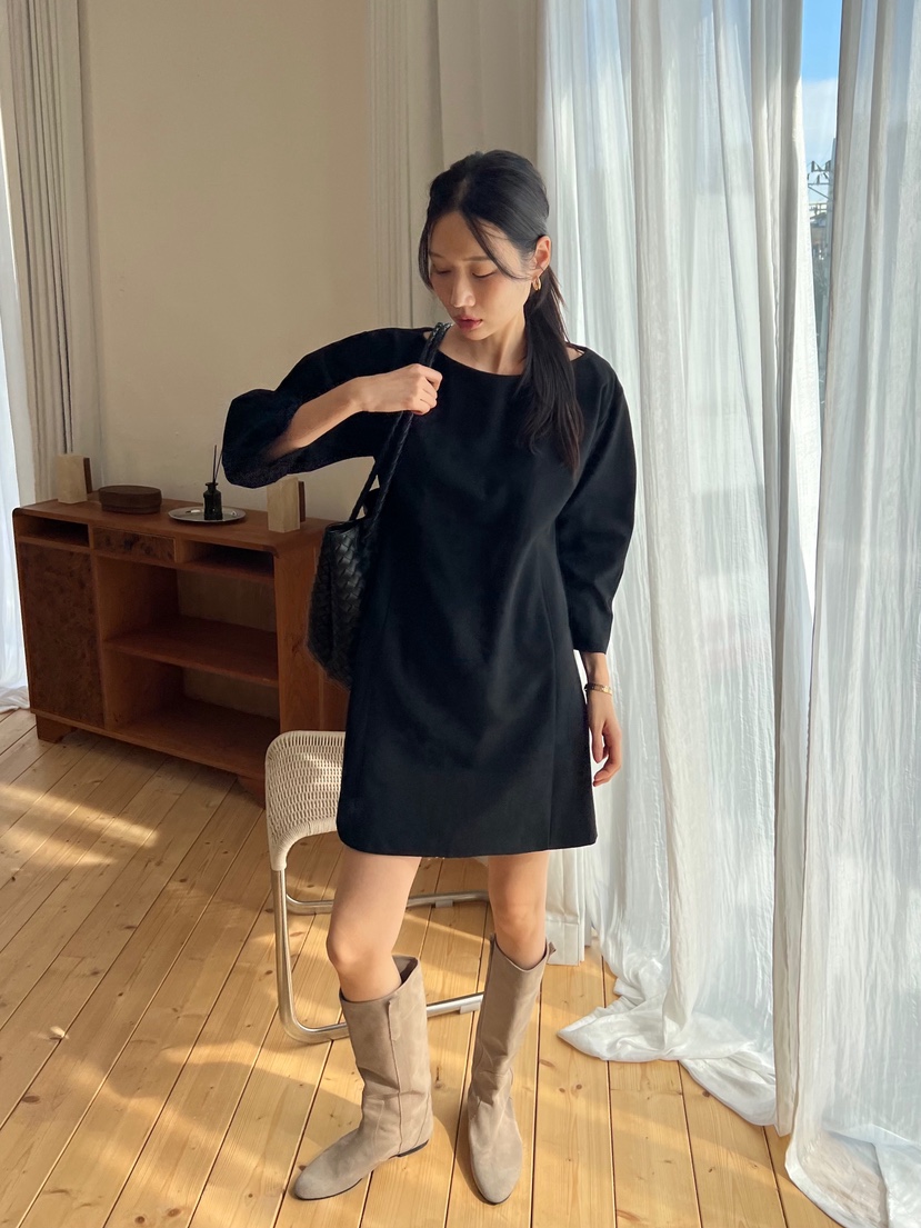 ME MO東大門㊣直郵女裝新款時尚真品25秋冬熱賣連衣裙泡泡袖ME MO連衣裙