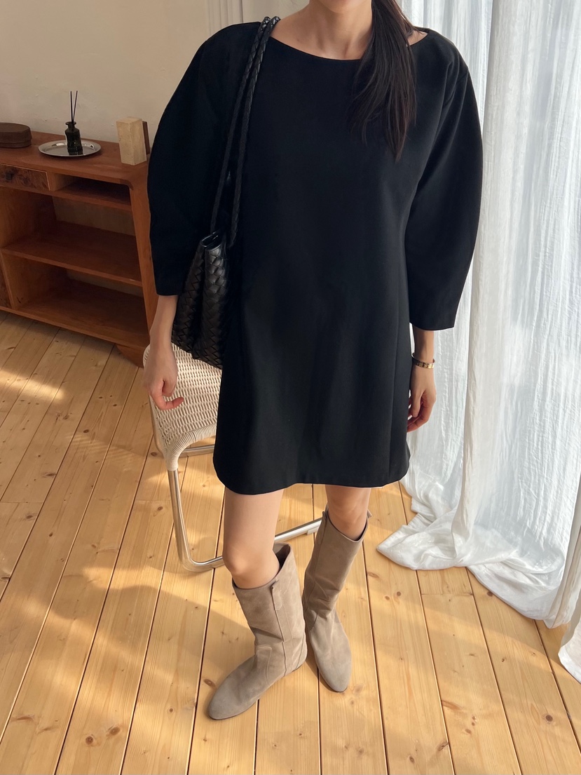 ME MO東大門㊣直郵女裝新款時尚真品25秋冬熱賣連衣裙泡泡袖ME MO連衣裙圖色2