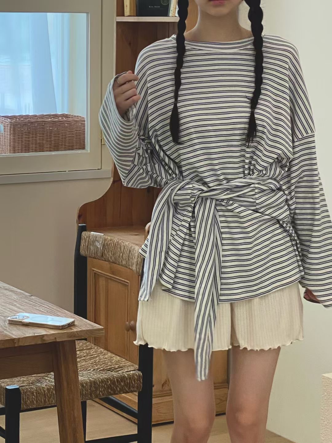 ONTHEMOOD韓國代購㊣女裝新款真品熱賣時尚25秋冬職業長袖T恤RIPPLE長袖T恤圖色3