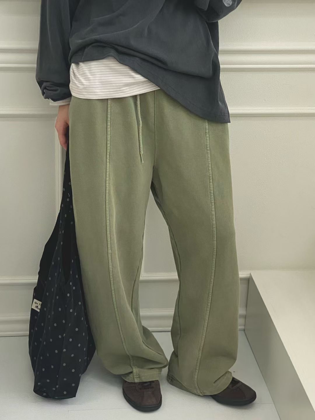 ONTHEMOOD韓國直郵㊣女士新品時尚熱賣人氣真品職業推薦休閑褲RIPPLE休閑褲圖色3