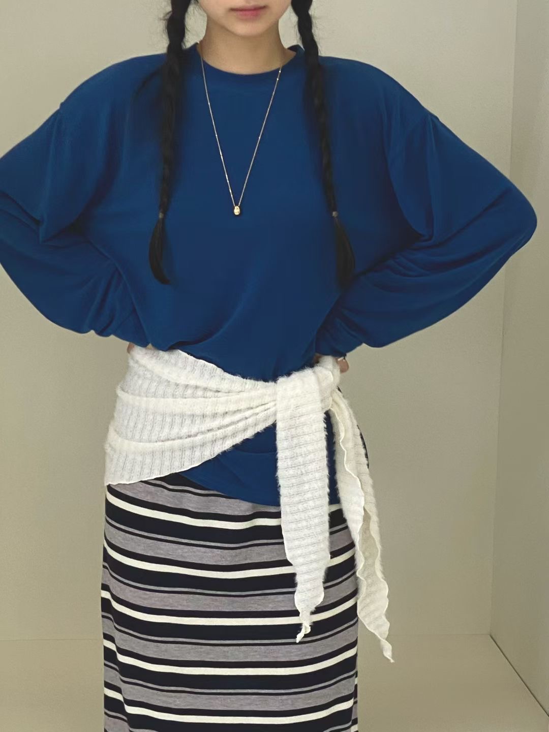 ONTHEMOOD東大門㊣代購女裝新品休閑25秋冬推薦人氣長袖T恤RIPPLE長袖T恤圖色2