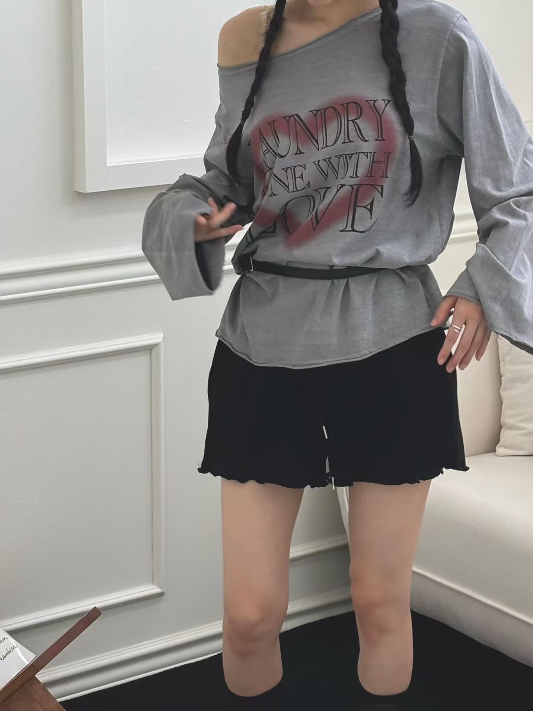 ONTHEMOOD韓國代購㊣女裝新款真品人氣休閑25秋冬時尚長袖T恤RIPPLE長袖T恤圖色2