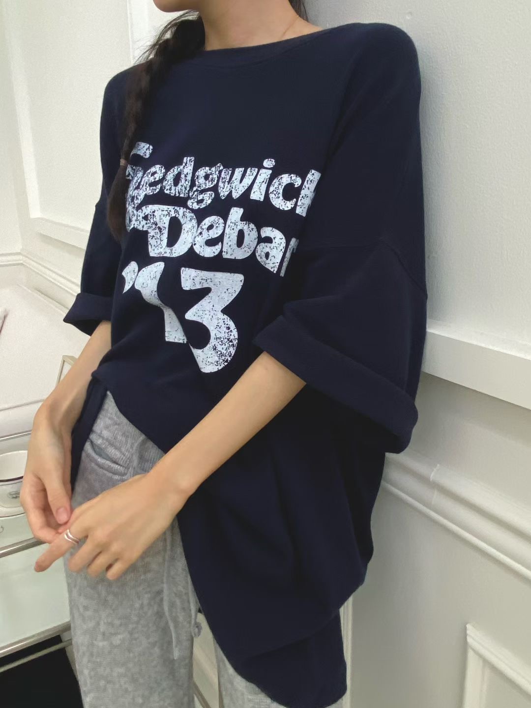 ONTHEMOOD東大門㊣代購女裝新款25秋冬職業人氣熱賣休閑T恤RIPPLET恤圖色3