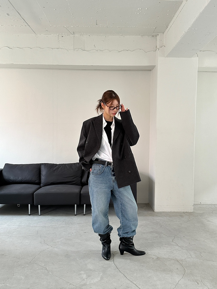 UNBOUND東大門㊣實拍女裝新款熱賣時尚25秋冬牛仔褲口袋羊毛UNBOUND牛仔褲