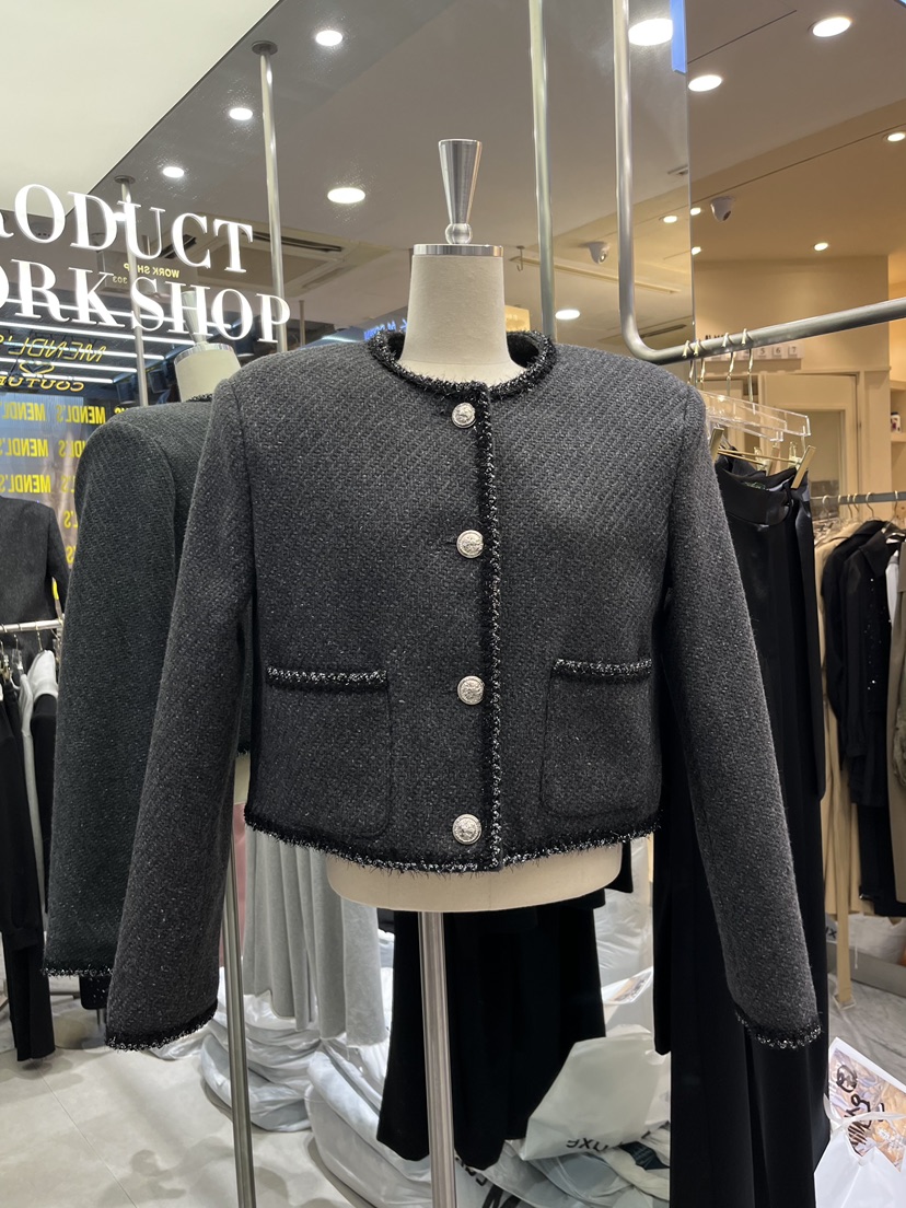 WORK SHOP東大門㊣代購女裝新款熱賣推薦真品休閑夾克粗花呢Work_shop夾克圖色1
