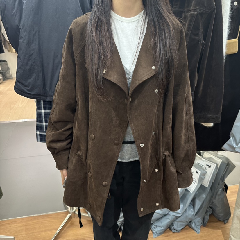 JADEMARKET東大門㊣直郵女士新品真品25秋冬夾克絨面革雙層JADE MARKET夾克圖色2
