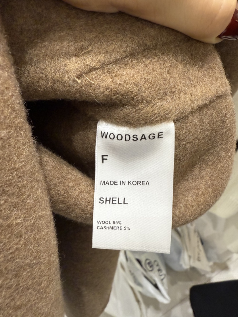 WOOD SAGE韓國代購㊣女士新款推薦人氣休閑中長款大衣口袋WOOD SAGE中長款大衣