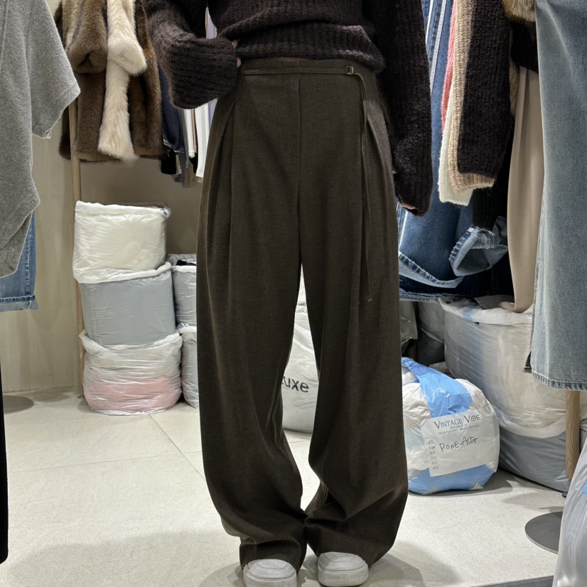 VINTAGE VIBE東大門㊣代購女裝新款推薦時尚職業休閑褲系腰帶VINTAGE VIBE休閑褲