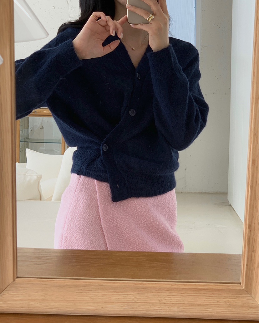 MONTER韓國直郵㊣女士新款25秋冬針織衫羊駝毛假兩件打折開衫MONTER針織衫
