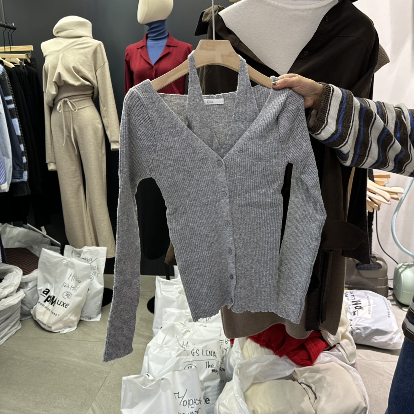 UNA/THE MAY東大門㊣直郵女士新款真品套裝掛脖開衫兩件套THEMAY/UNA套裝圖色3