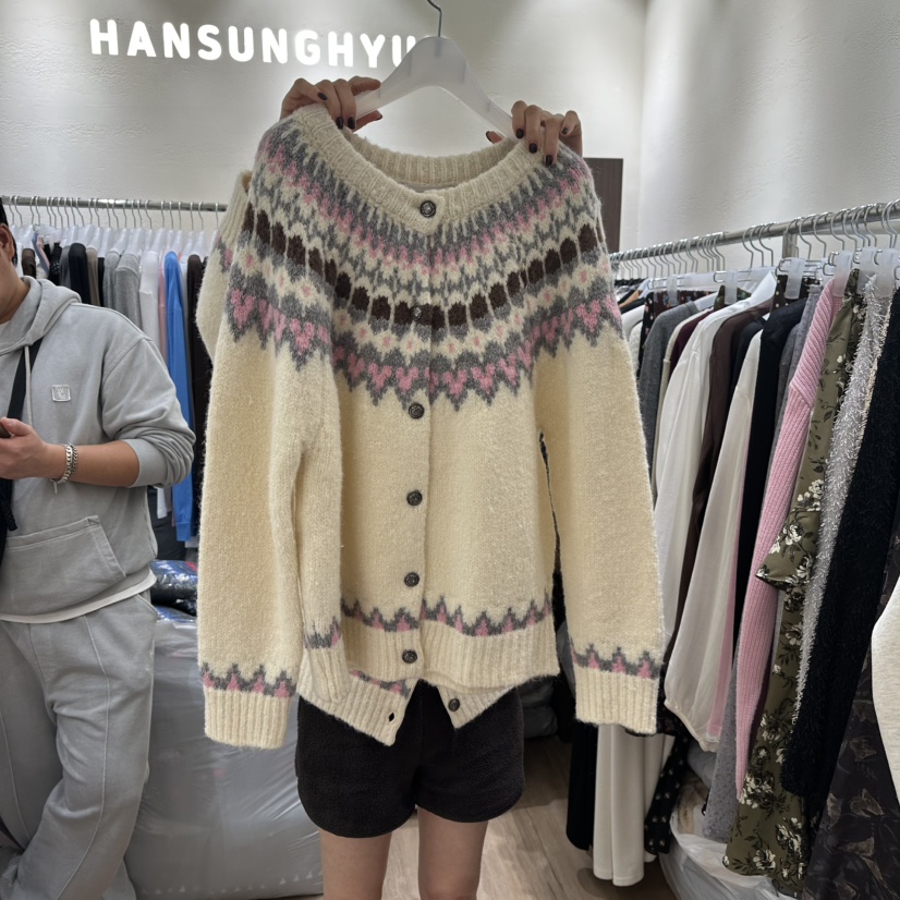 HANSUNGHYUN韓國代購㊣女裝新款時尚25秋冬人氣休閑真品毛衣HANSUNGHYUN毛衣