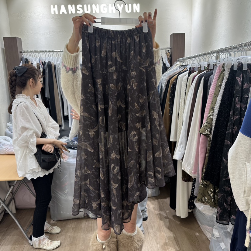 HANSUNGHYUN東大門㊣直郵女裝新款真品職業人氣休閑長裙雪紡HANSUNGHYUN長裙圖色2
