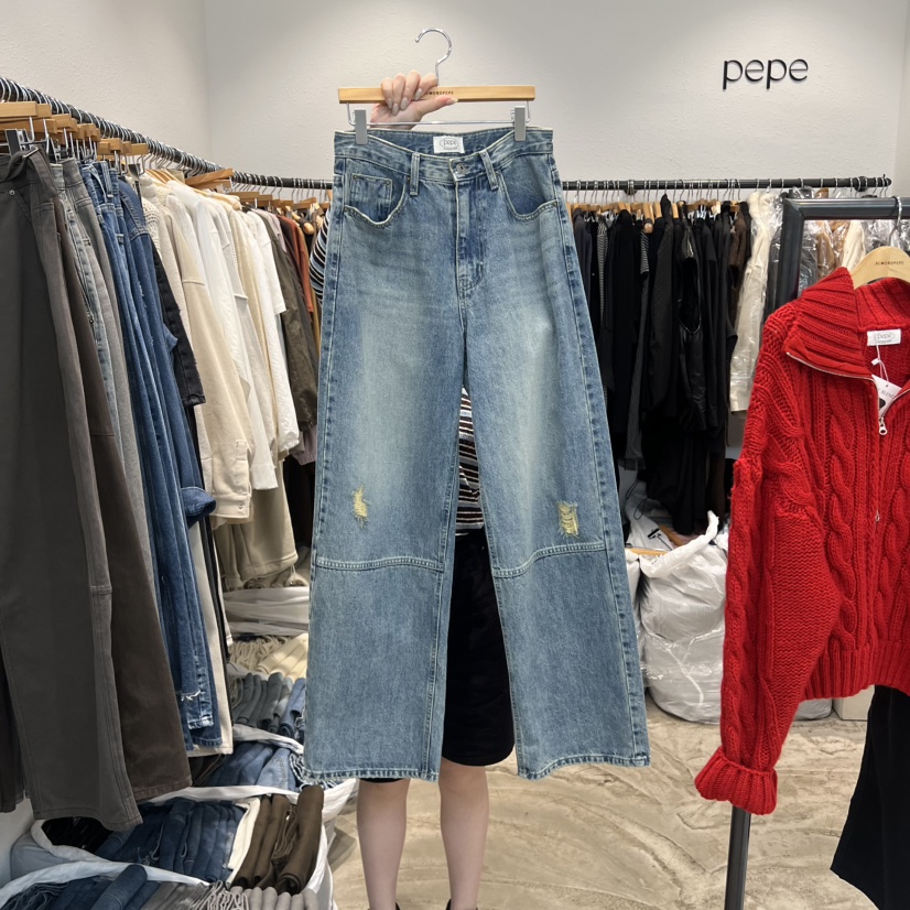 ALMOND PEPE東大門㊣直郵女裝新品推薦25秋冬休閑時尚牛仔褲ALMOND PEPE牛仔褲
