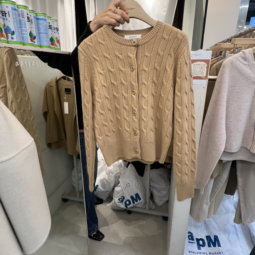 AFTERGLOW韓國代購㊣女裝新品時尚推薦25秋冬休閑針織衫開衫AFTERGLOW針織衫