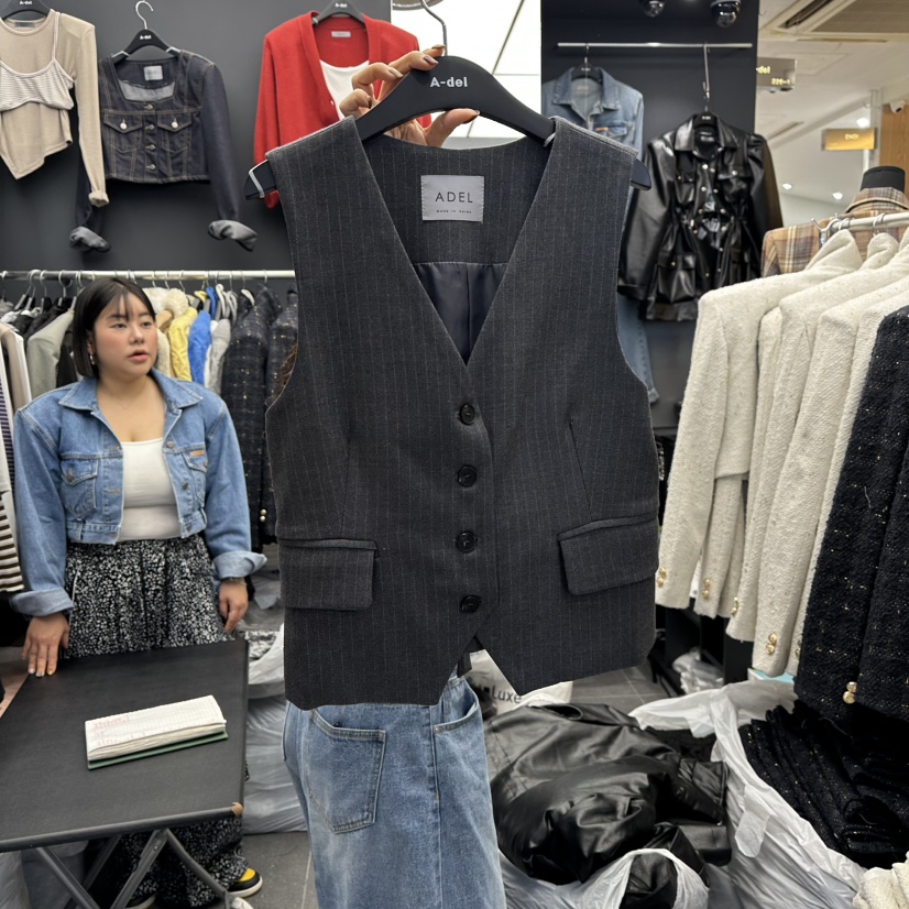 A-DEL東大門㊣直郵女裝新品時尚推薦熱賣職業25秋冬真品馬甲A-DEL馬甲