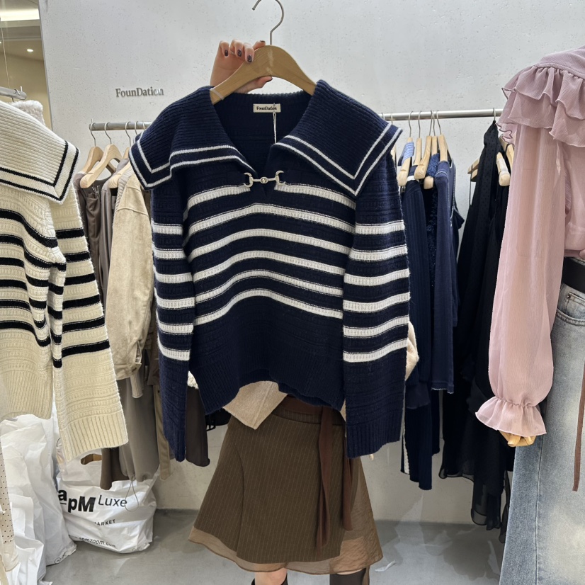 FOUNDATION韓國直郵㊣女士新品職業休閑真品25秋冬推薦針織衫FOUNDATION針織衫圖色2