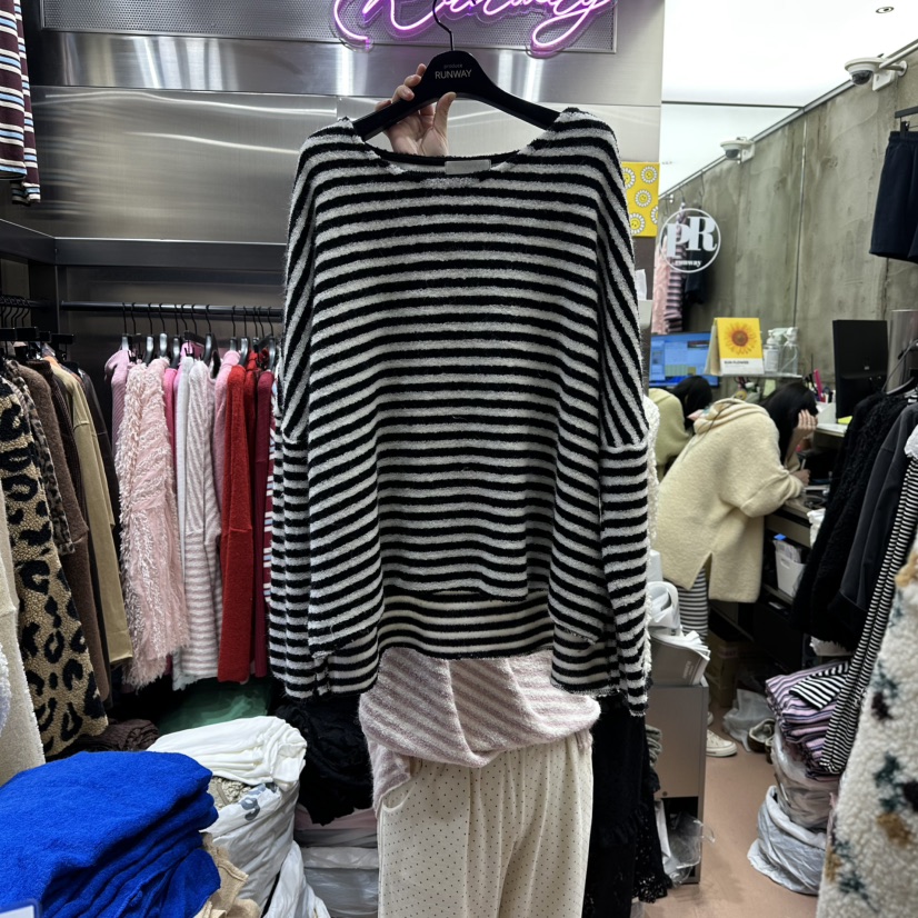 RUNWAY-런웨이東大門㊣代購女裝新品25秋冬真品推薦針織衫RUNWAY針織衫圖色5黑白條紋