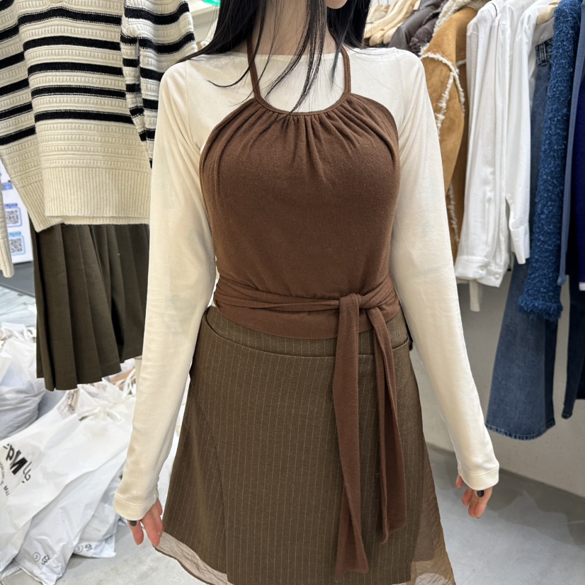 FOUNDATION東大門㊣代購女裝新品熱賣吊帶背心不含內搭羊毛FOUNDATION吊帶/背心圖色2