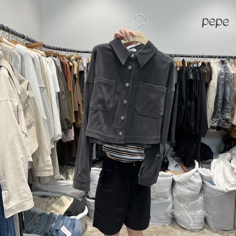 ALMOND PEPE東大門㊣實拍女士新品25秋冬襯衫蕾絲衫燈芯絨紐扣ALMOND PEPE襯衫/蕾絲衫