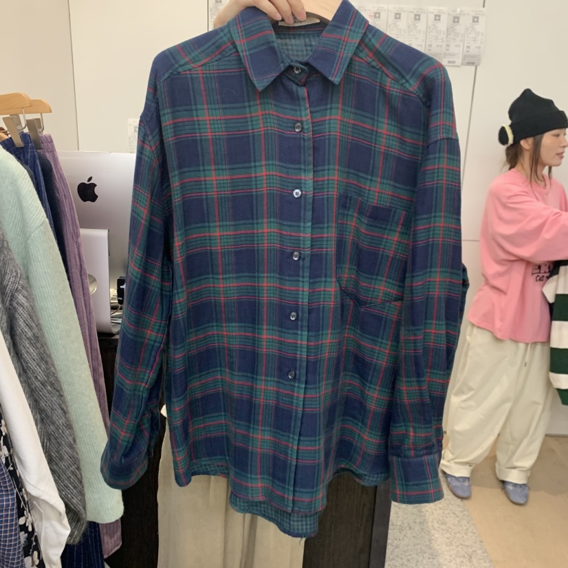 DOHWAJI韓國代購㊣女士新品時尚25秋冬推薦休閑襯衫蕾絲衫格紋DOHWAJI襯衫/蕾絲衫圖色2