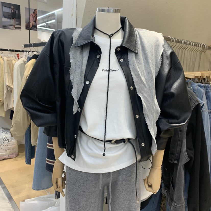 BLACKFRIDAY東大門㊣實拍女士新款真品職業時尚皮衣不含圍巾BLACK FRIDAY皮衣圖色2