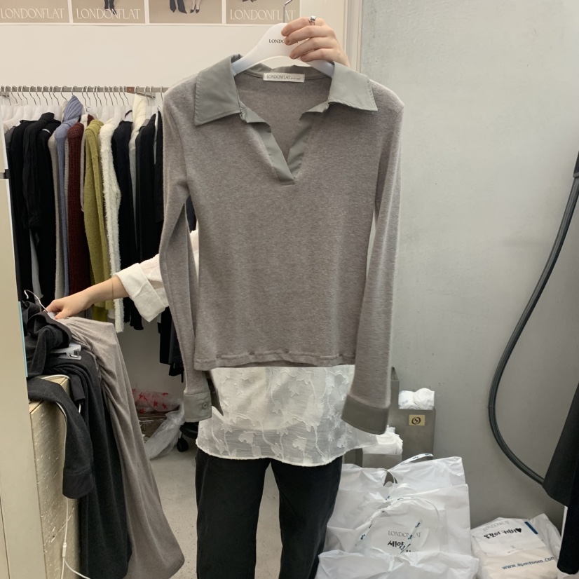 LONDON FLAT韓國代購㊣女裝新品25秋冬人氣時尚真品長袖T恤LONDON FLAT長袖T恤圖色2
