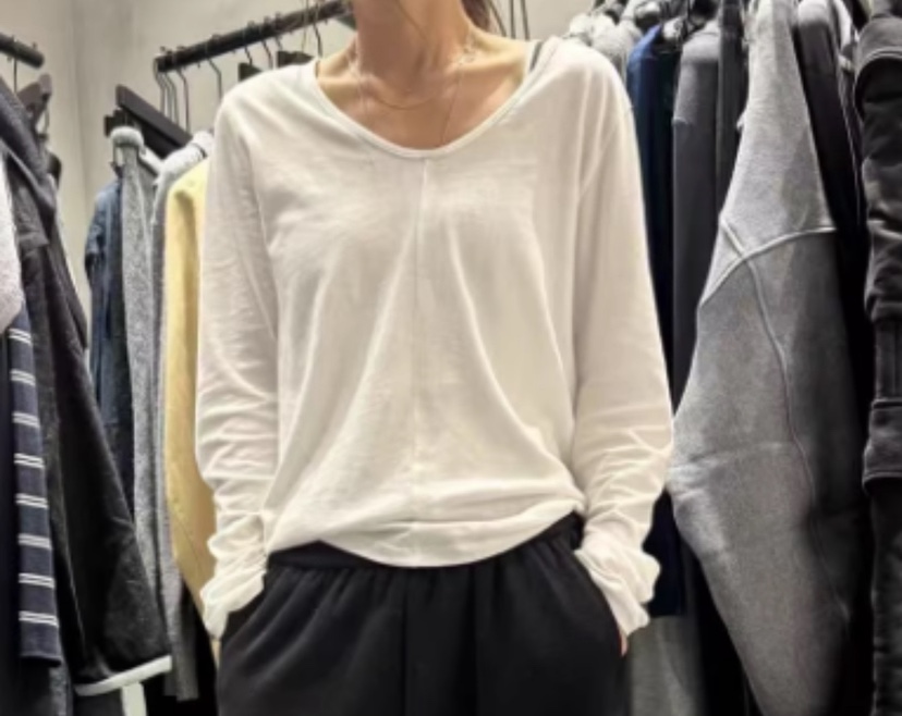 TUG韓國直郵㊣女士新品休閑人氣熱賣推薦職業時尚長袖T恤V領TUG長袖T恤圖色2