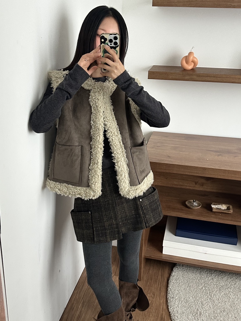 I MFACT東大門㊣直郵女裝新品真品時尚25秋冬馬甲兩面可穿雙面I MFACT馬甲