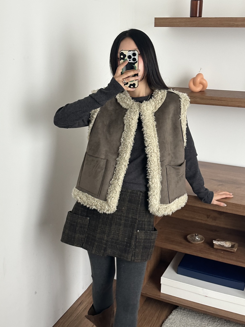 I MFACT東大門㊣直郵女裝新品真品時尚25秋冬馬甲兩面可穿雙面I MFACT馬甲