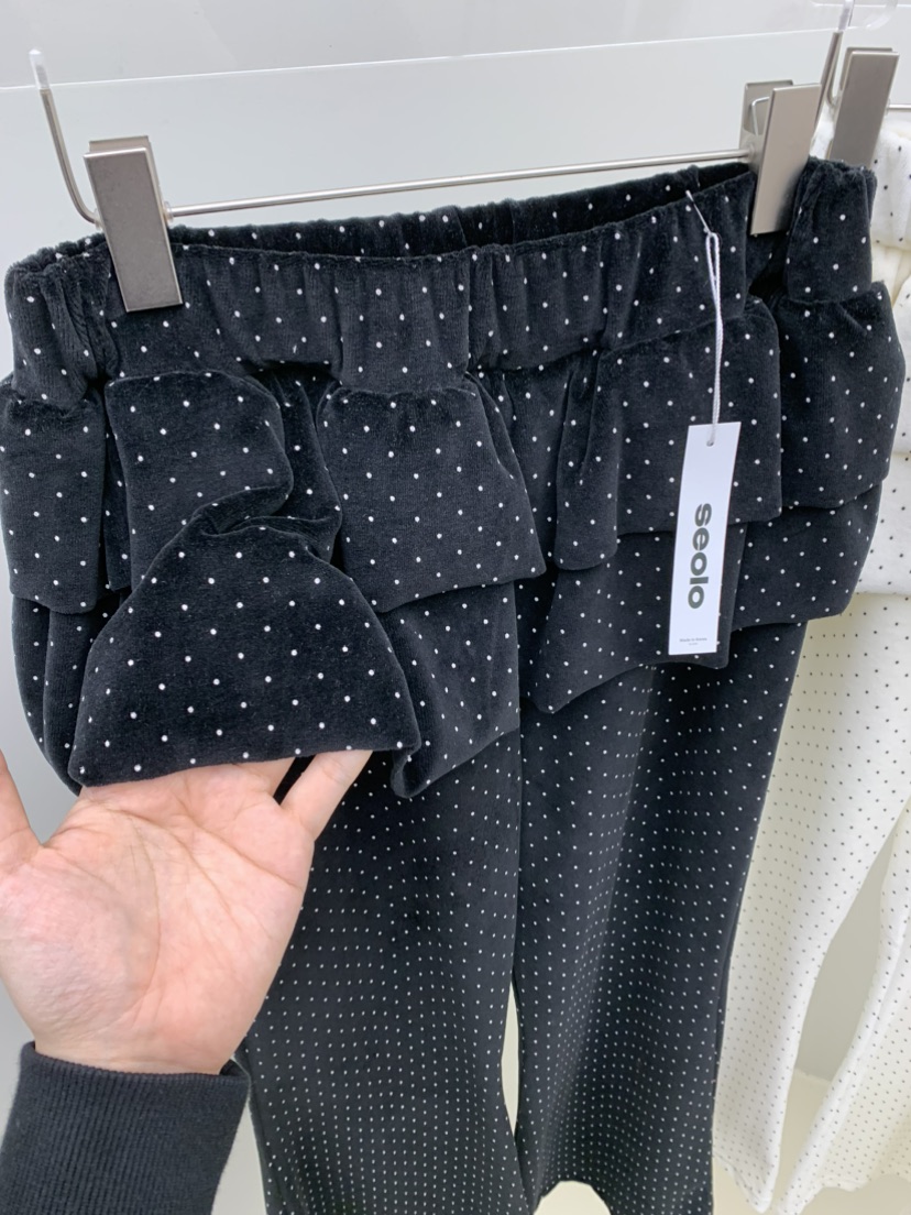SEOLO東大門㊣直郵女士新款熱賣職業人氣25秋冬裙褲天鵝絨荷葉邊Seolo seoul裙褲