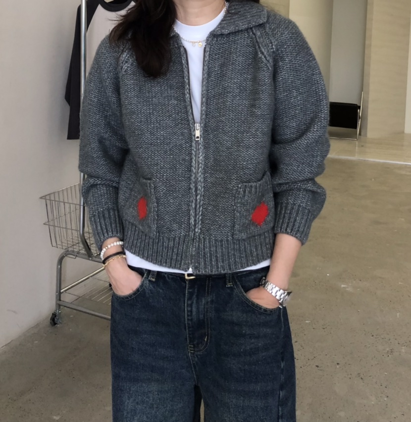 GLAD SOME東大門㊣直郵女裝新款人氣時尚推薦針織衫拉鏈開衫GLAD SOME針織衫