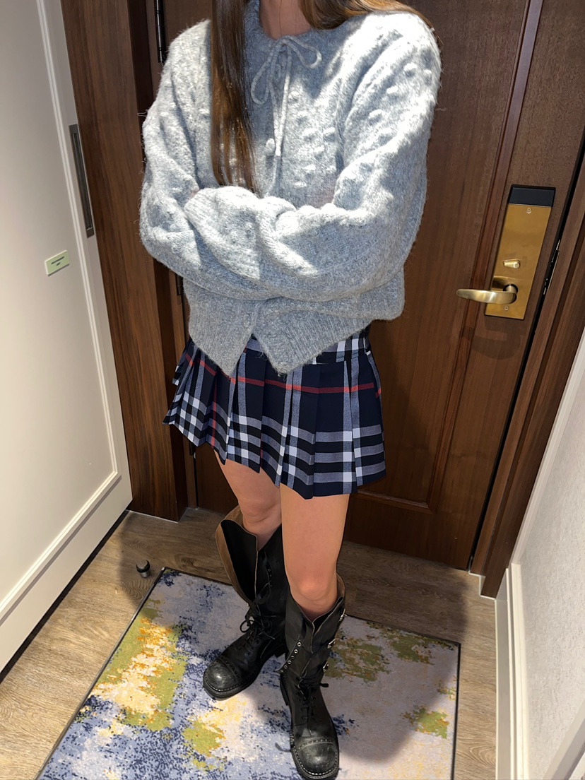 LOVE PULL韓國代購㊣女裝新款時尚熱賣人氣真品職業短裙格紋LOVE PULL短裙