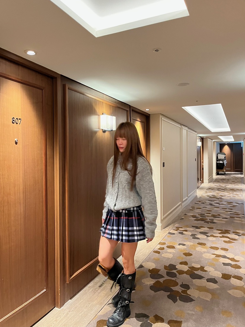 LOVE PULL韓國代購㊣女裝新款時尚熱賣人氣真品職業短裙格紋LOVE PULL短裙
