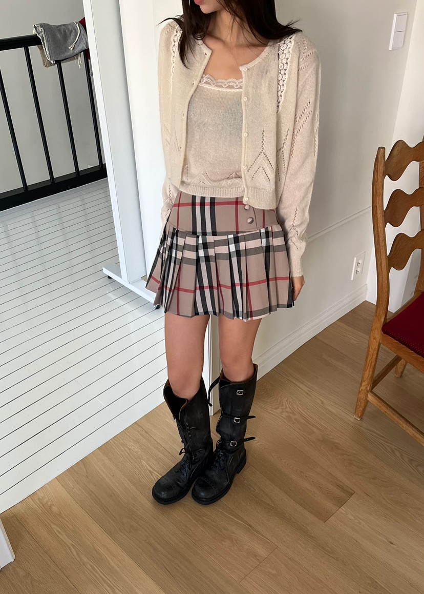 LOVE PULL韓國代購㊣女裝新款時尚熱賣人氣真品職業短裙格紋LOVE PULL短裙