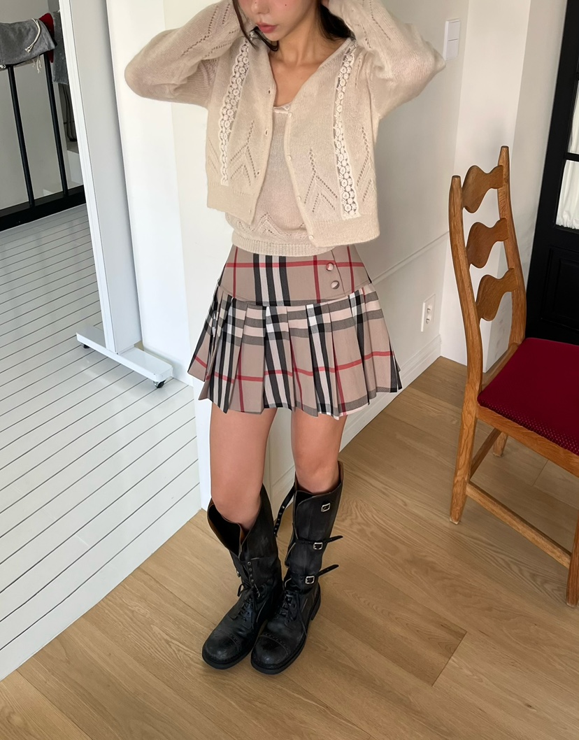 LOVE PULL韓國代購㊣女裝新款時尚熱賣人氣真品職業短裙格紋LOVE PULL短裙