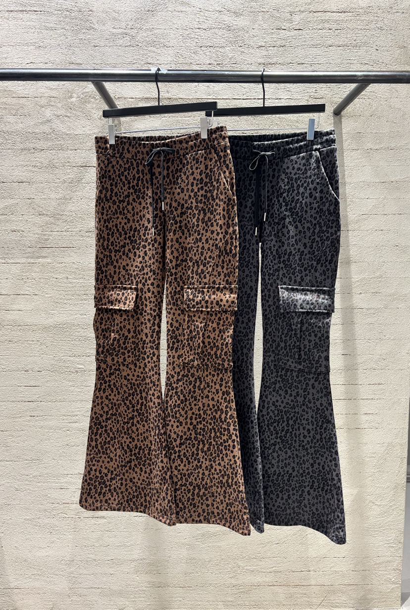 SUGAR CASE韓國代購㊣女裝新品25秋冬人氣休閑褲工裝褲豹紋SUGAR CASE休閑褲