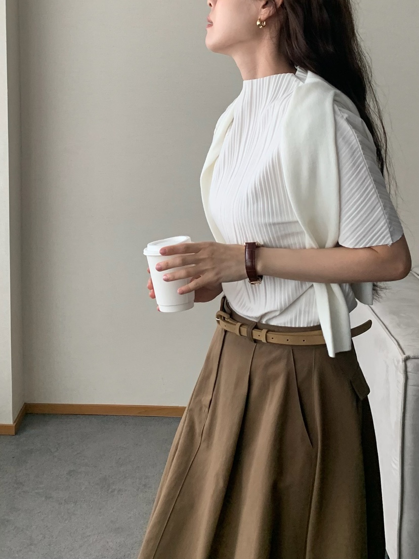 BLEECKER東大門㊣實拍女士新品人氣時尚推薦職業休閑T恤褶皺BLEECKERT恤