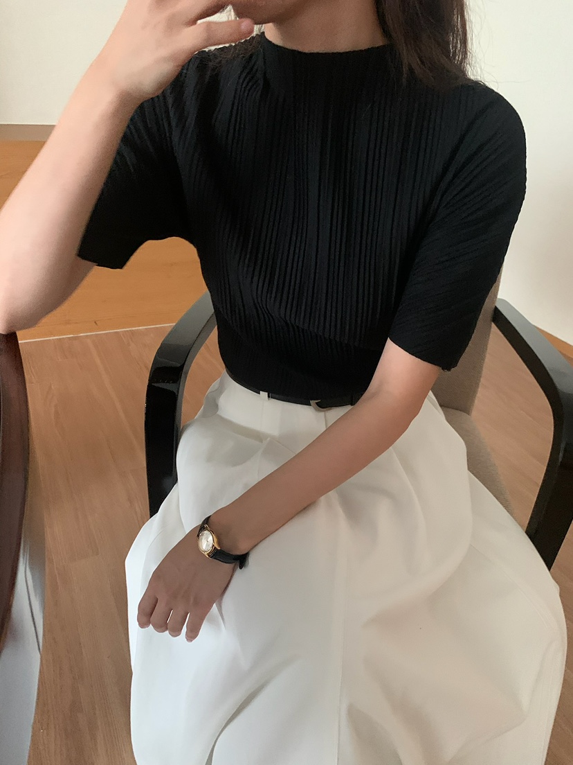 BLEECKER東大門㊣實拍女士新品人氣時尚推薦職業休閑T恤褶皺BLEECKERT恤