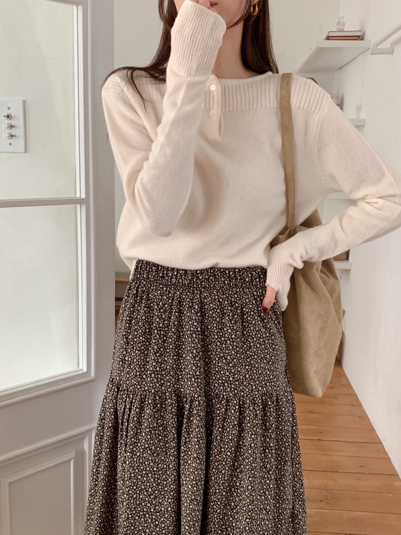 RE:FRESH-L東大門㊣代購女士新品時尚熱賣人氣針織衫紐扣羅紋RE:FRESH針織衫