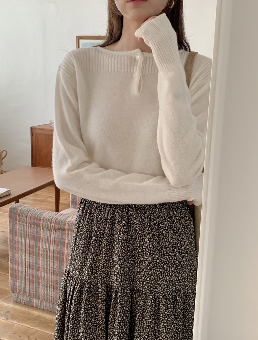 RE:FRESH-L東大門㊣代購女士新品時尚熱賣人氣針織衫紐扣羅紋RE:FRESH針織衫