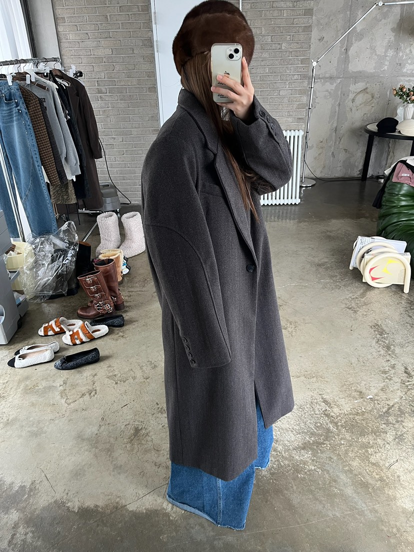 LOVE PULL韓國代購㊣女士新款25秋冬中長款大衣人字形長款LOVE PULL中長款大衣