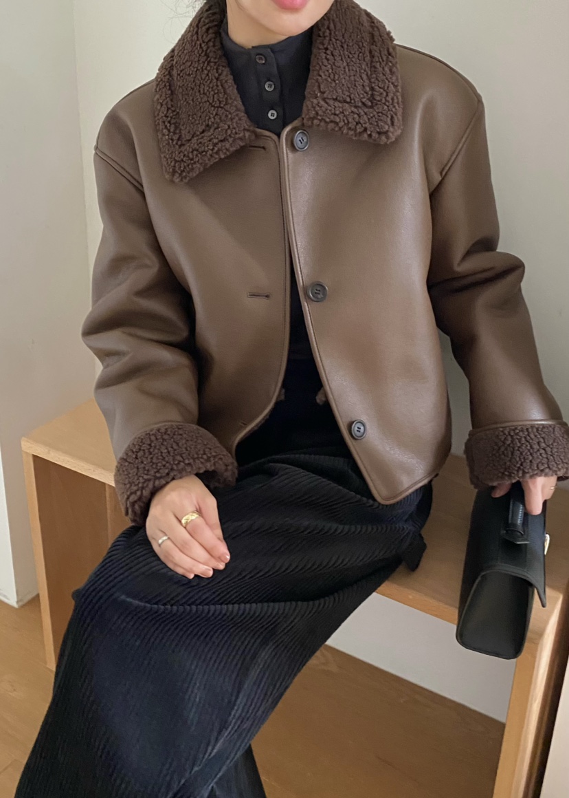 OUPPT東大門㊣實拍女士新款25秋冬時尚熱賣休閑推薦職業皮衣OUPPT皮衣