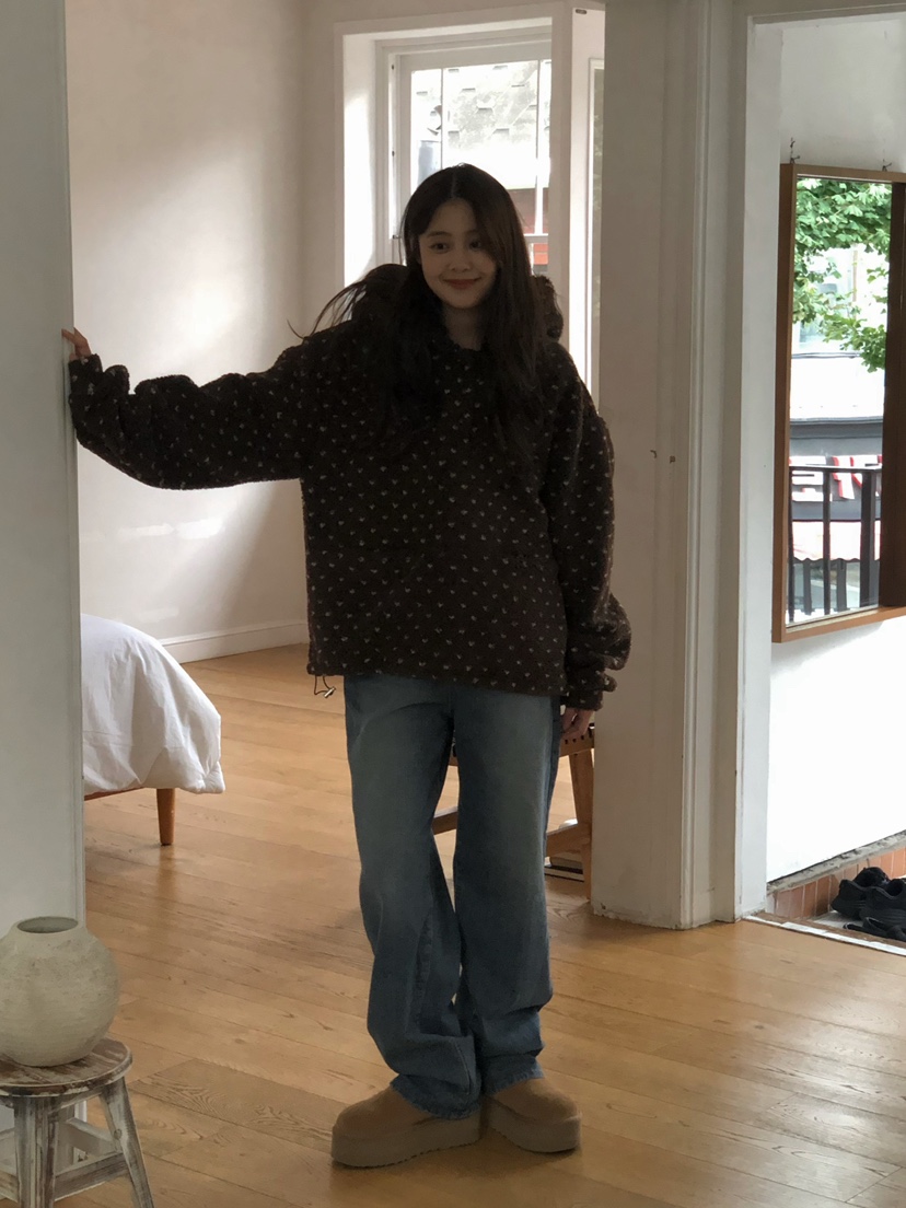ONDO-P韓國代購㊣女士新款熱賣25秋冬真品推薦牛仔褲羊毛拉絨ONDO-P牛仔褲