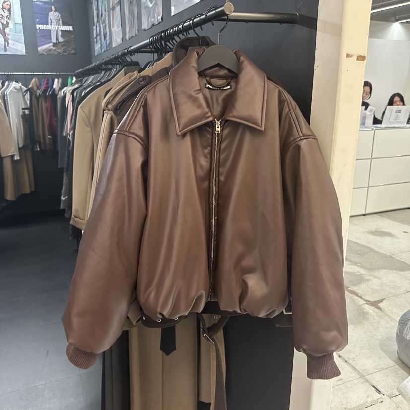 PROJECT WAVE-P韓國直郵㊣女裝新品人氣真品25秋冬休閑皮衣PROJECT WAVE皮衣