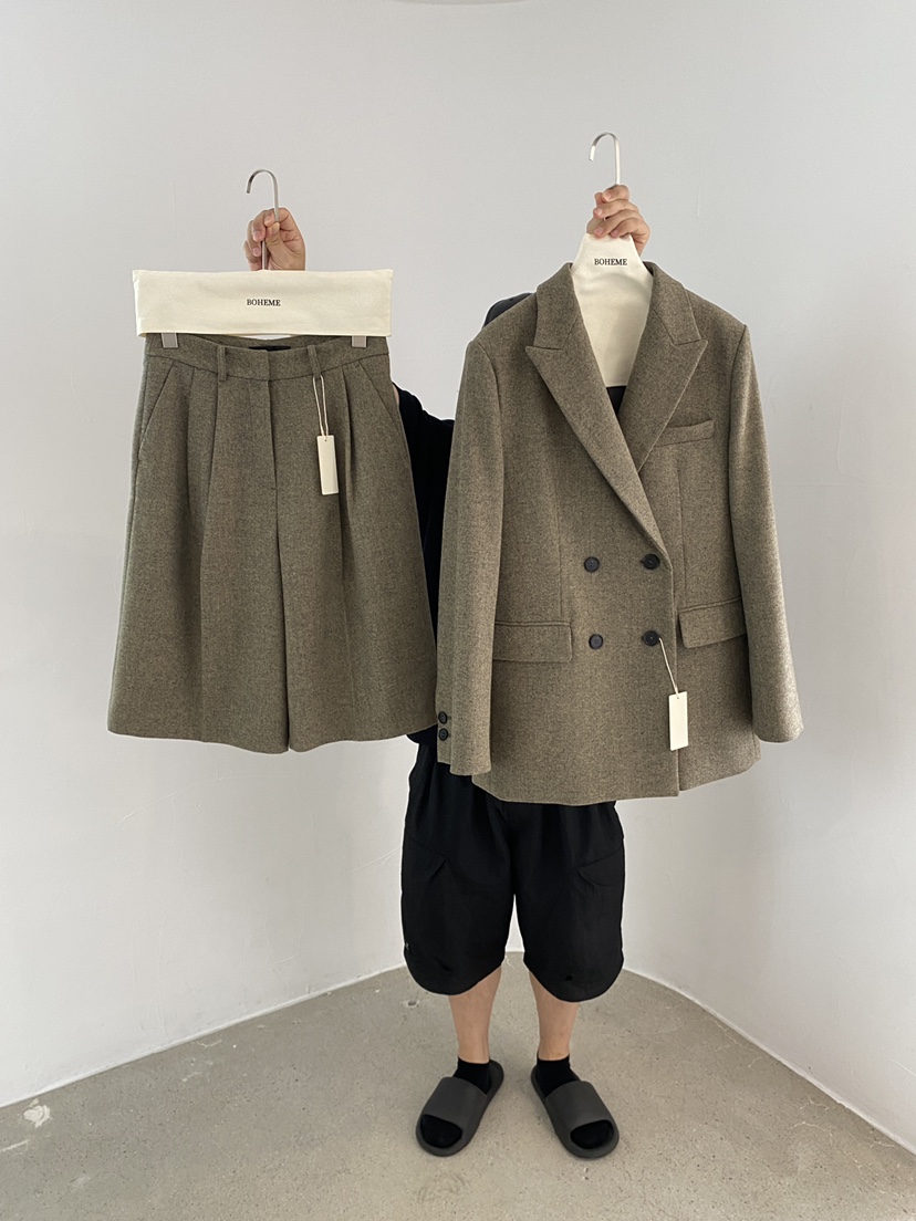 BOHEME韓國代購㊣女裝新品職業熱賣真品休閑時尚推薦夾克羊毛BOHEME夾克