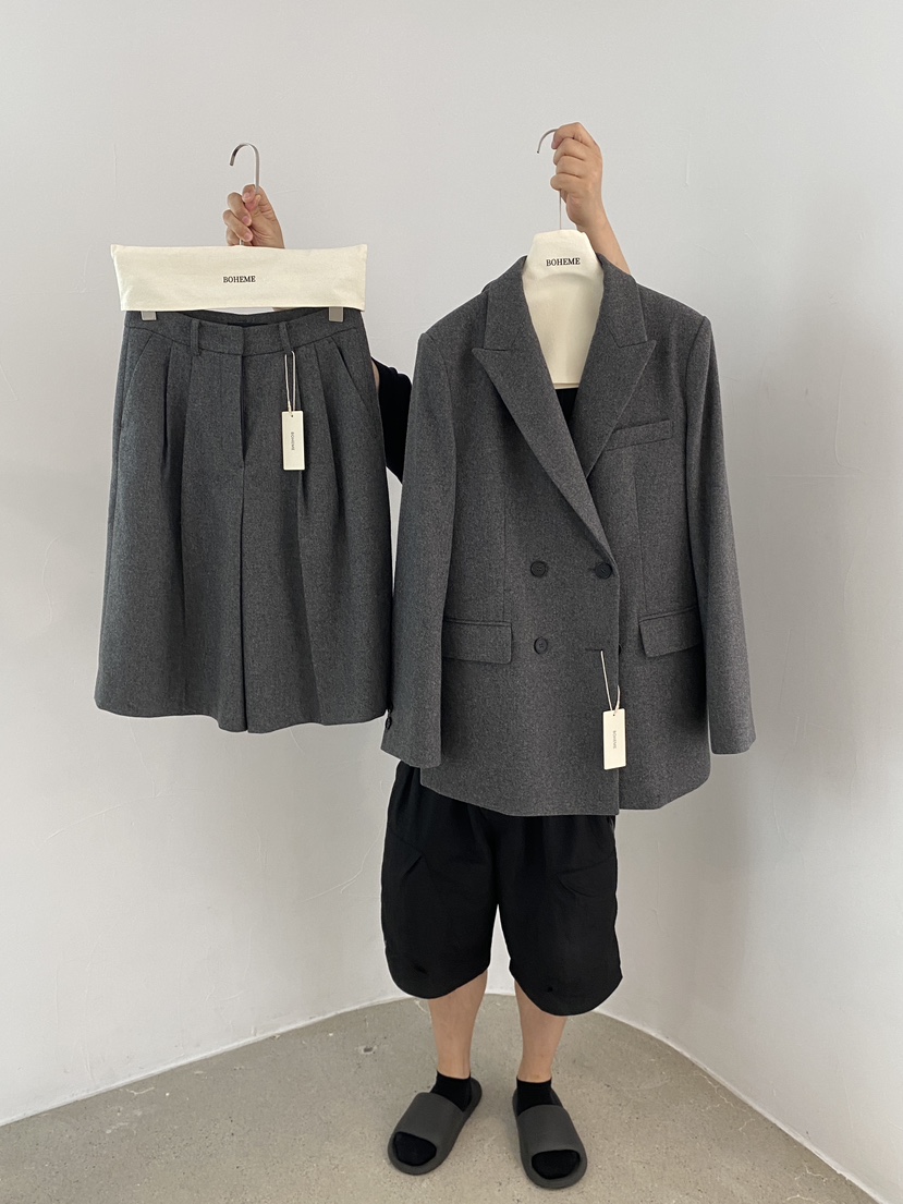 BOHEME韓國代購㊣女裝新品職業熱賣真品休閑時尚推薦夾克羊毛BOHEME夾克