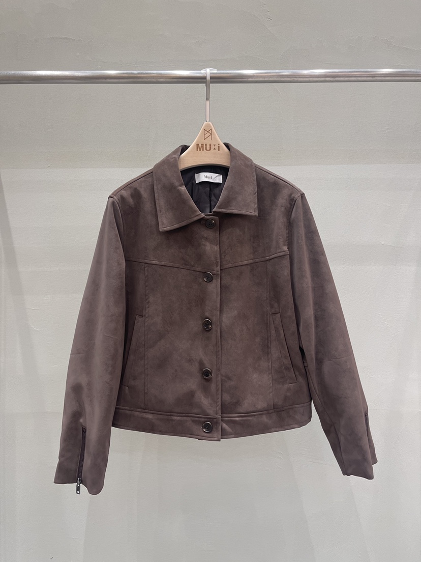 THE MUI韓國代購㊣女裝新品休閑人氣推薦25秋冬夾克絨面革THE MUI夾克