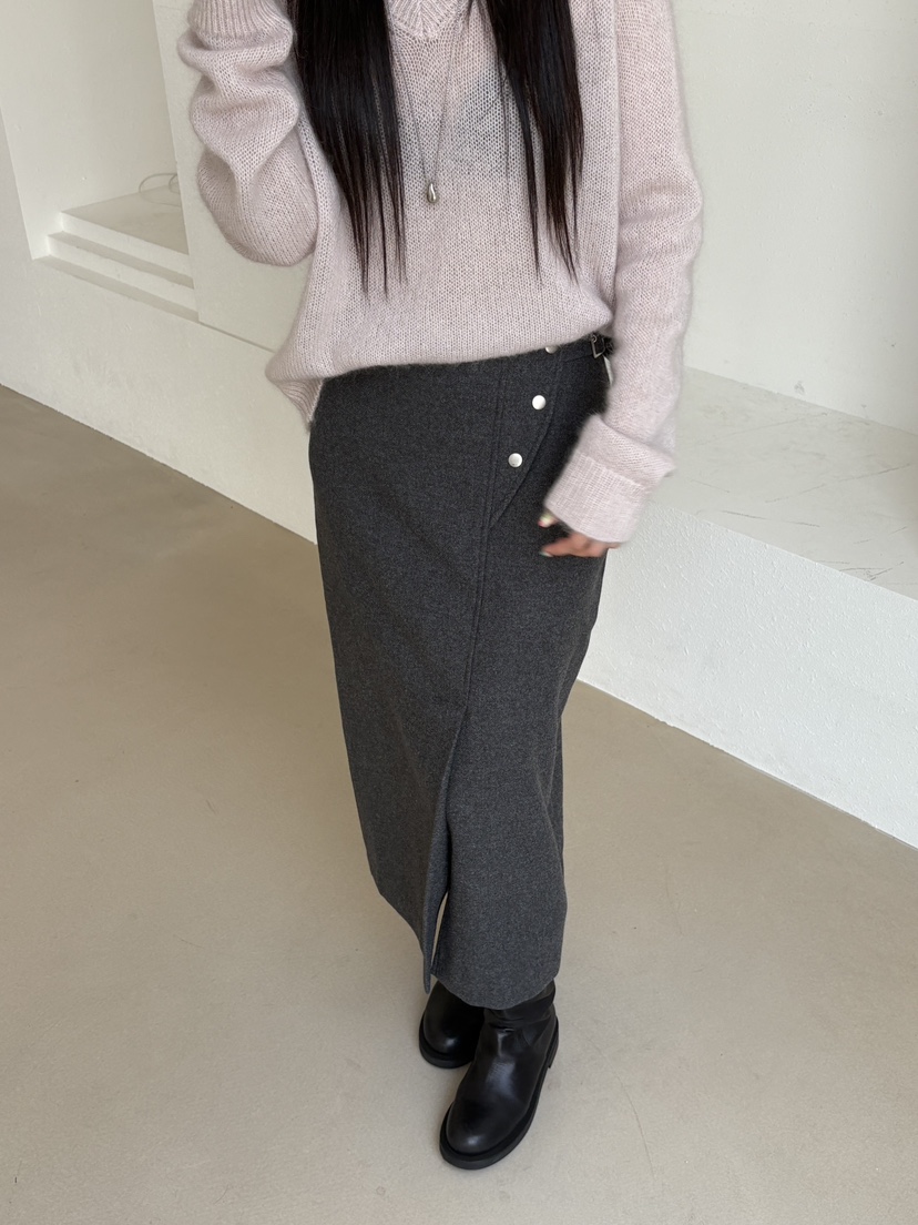 Verbena東大門㊣直郵女士新品人氣真品半身裙中短裙羊毛長款Verbena半身裙/中短裙